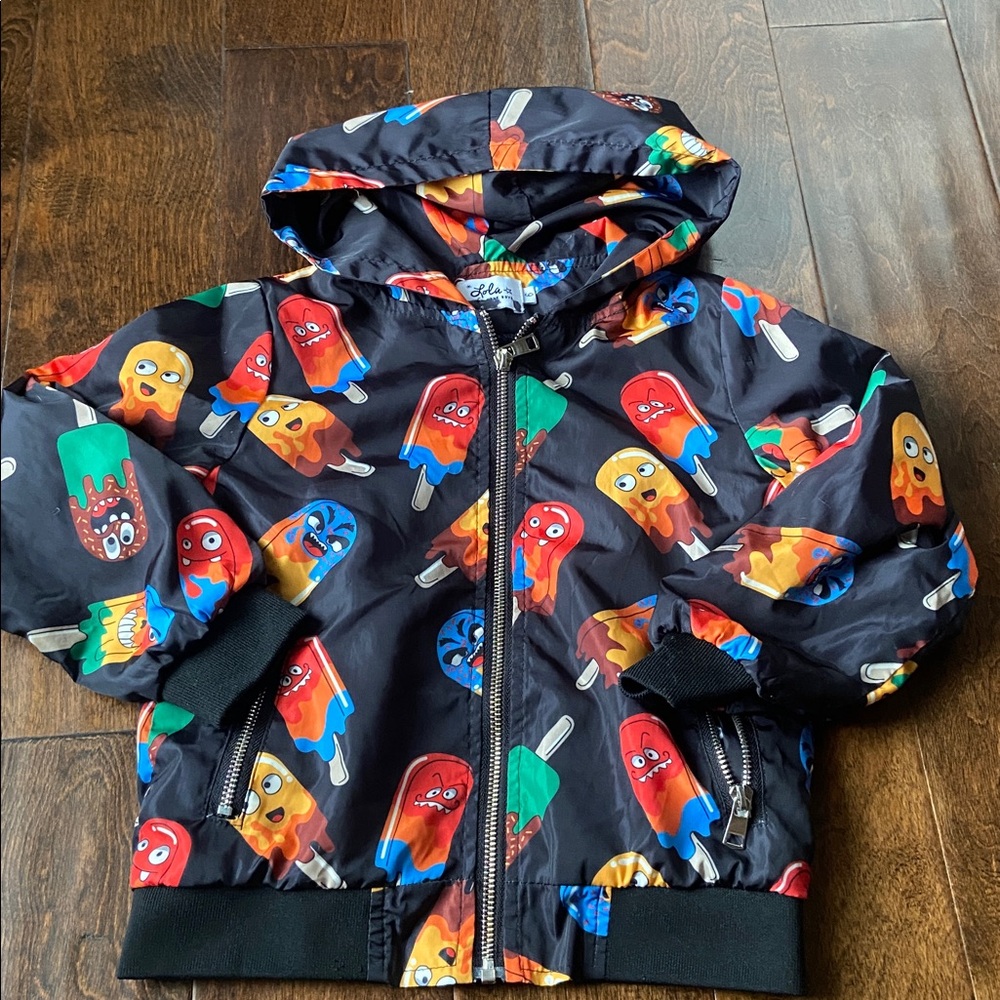 Lola and the boys Pops hoodie Jacket black multicolor 
Size 6 boys